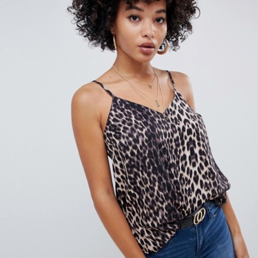 ASOS DESIGN Cami in Leopard Print, US 10